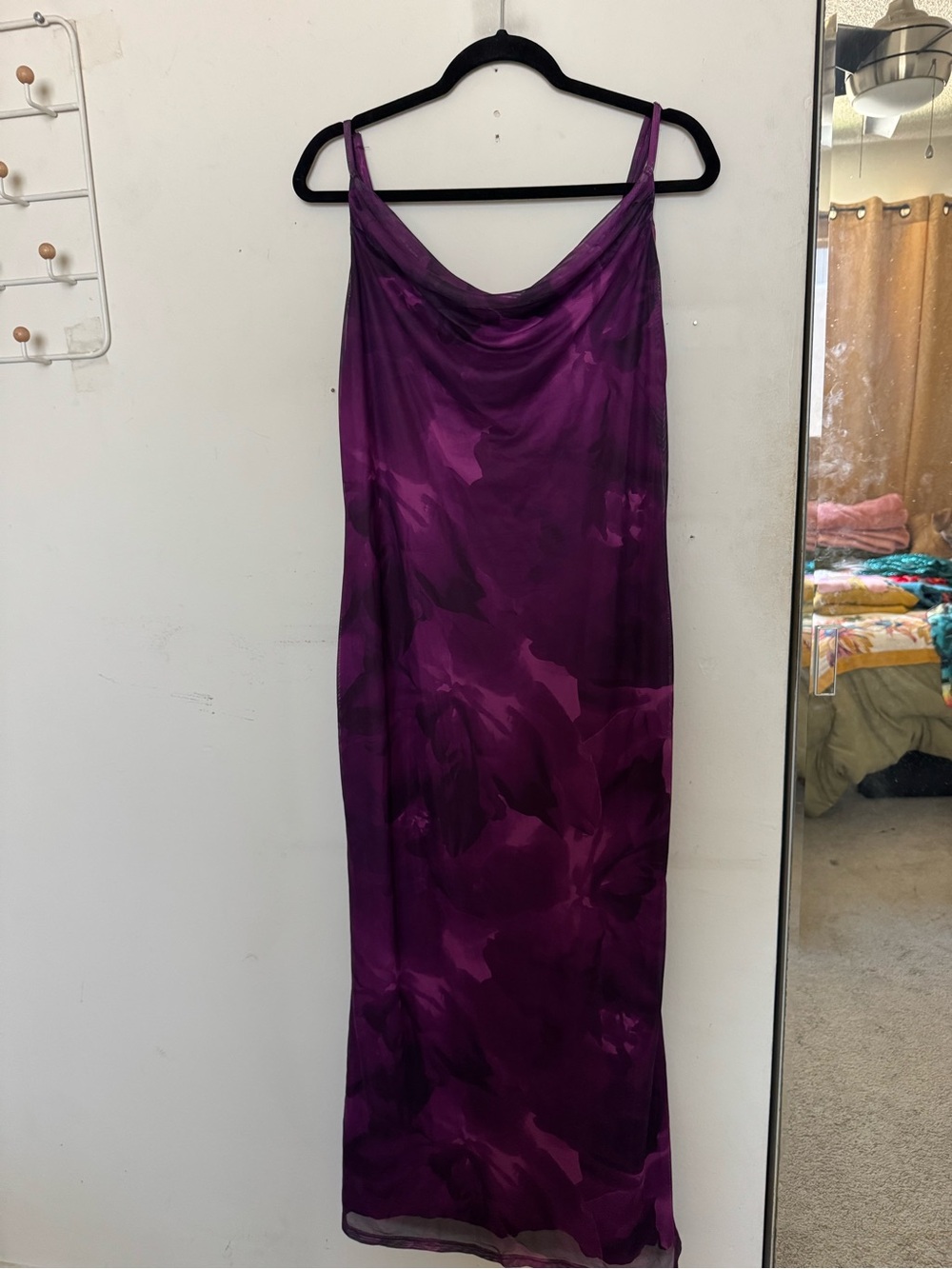 Purple Midi Dress with Cowl Neck